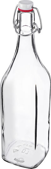 Kadax Μπουκάλι Νερού Γυάλινο με Κλιπ Διάφανο 1000ml 5 Τεμάχια
