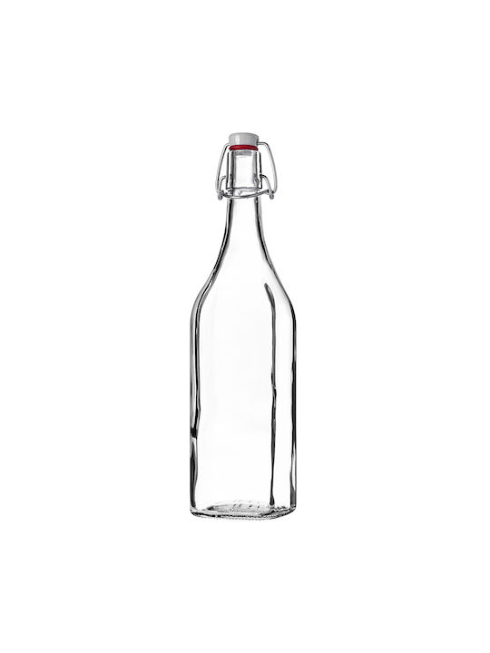 Kadax Μπουκάλι Νερού Γυάλινο με Κλιπ Διάφανο 1000ml 5 Τεμάχια