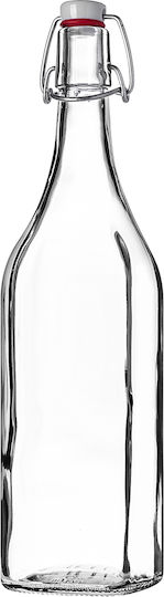 Kadax Μπουκάλι Νερού Γυάλινο με Κλιπ Διάφανο 1000ml 5 Τεμάχια