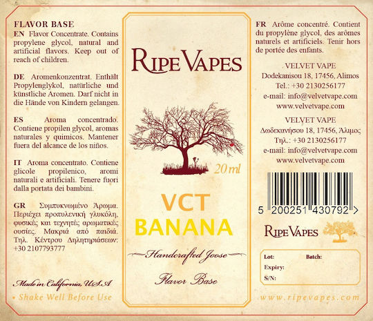 Ripe Vapes Flavor Shot Vct Banane 15ml Zu 60ml