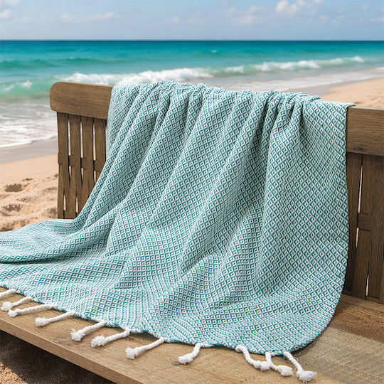 Lino Pestemal Pareo Aureva 90x180 Petrol Blue
