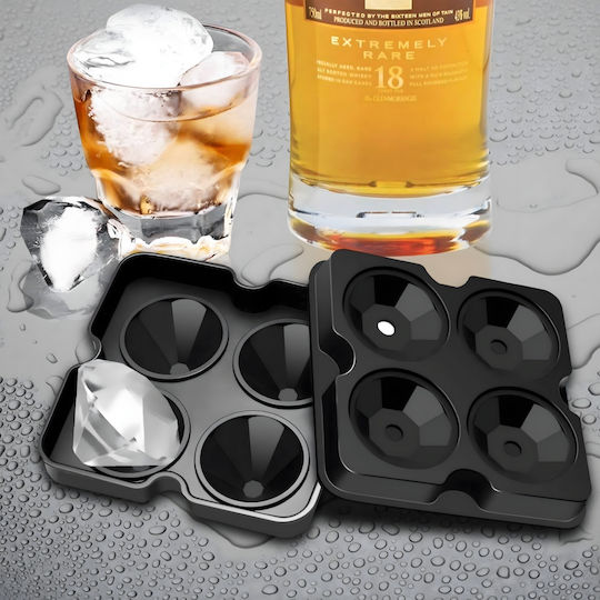 Ice Cube Mold Silicone 4 Slots with Lid Black ZN1RCK3QWS1780