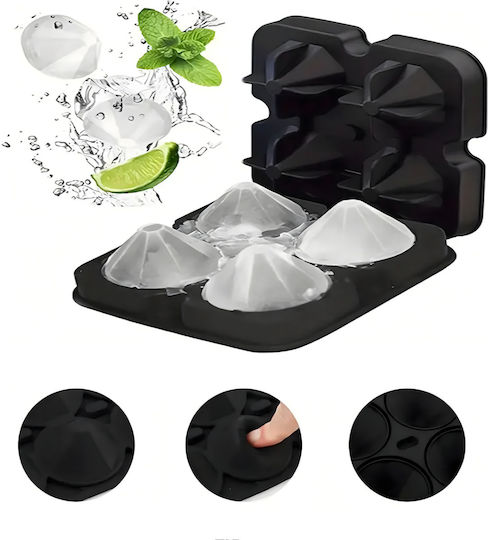 Ice Cube Mold Silicone 4 Slots with Lid Black ZN1RCK3QWS1780