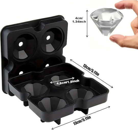 Ice Cube Mold Silicone 4 Slots with Lid Black ZN1RCK3QWS1780