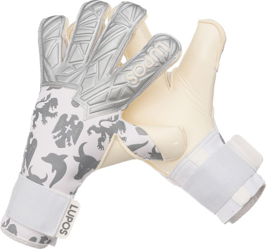 Lupos Helix One Pro Mănuși de Portar — Latex German Contact — Croială Hibridă — alb/argintiu