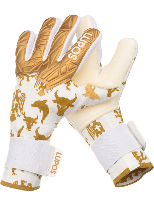 Lupos Nx Pro Goalkeeper Gloves — German Latex Contact — Hybrid Cut —white/gold