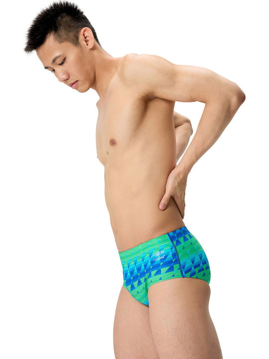 Men's Swimwear Slip Light Green/Blue with Patterns