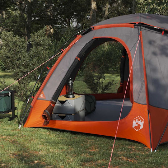vidaXL Summer Camping Tent Orange for 4 People 355x306x176cm Grey and Orange