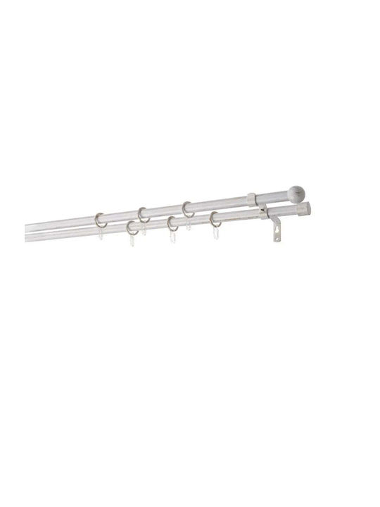 Gardinia Ausziehbare Metallische Vorhangstange Double mit Stange 160-300cm Weiß-Gold