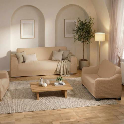 Linea Home Majestic Elastische Abdeckung für Wohnzimmerset Beige 1Stück LH2020847
