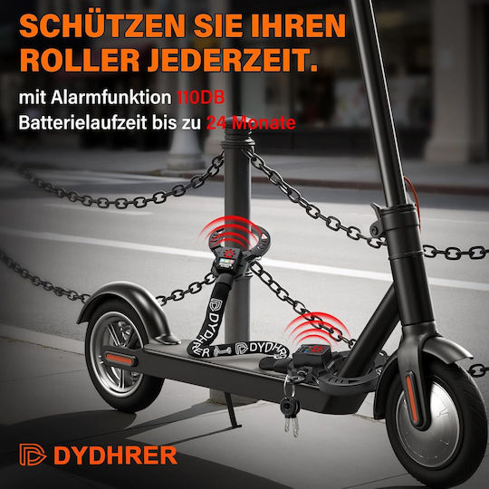 Lac Antifurt Bicicletă Scuter Electric Alarmă 110 Db Lanț Oțel de Calitate 8 Mm Lungime 90 Cm Protecție Anti-tăiere Husă de Transport Cheie Sistem de Securitate Negru