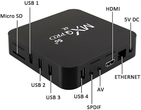 TV Box MXQ 4K 6930720005058 Full HD with Wi-Fi 16GB RAM and 256GB Storage with Android 11.1 Operating System