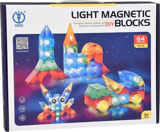 Jokomisiada Cărămizi Magnetice 3D Iluminate Cărămizi Magnetice 64 Piese Za5240