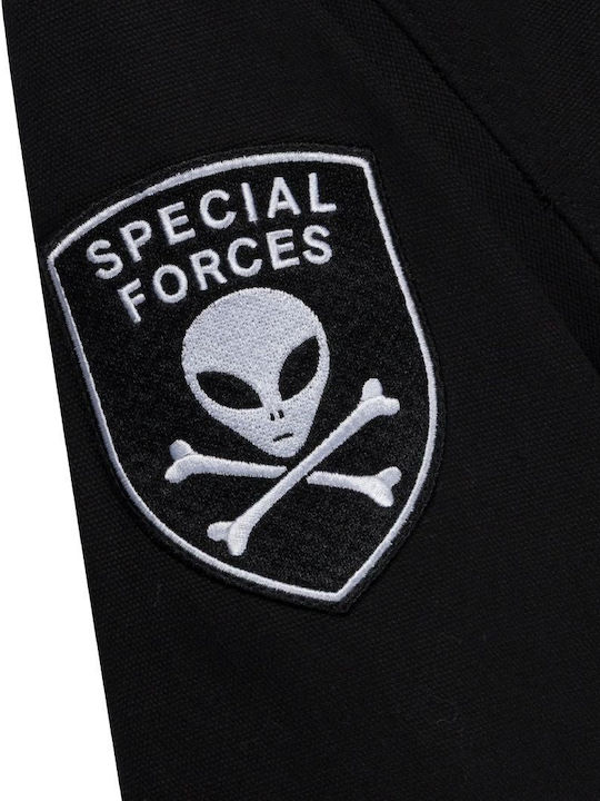 Long Sleeve Overshirt In Regular Fit Camo Black