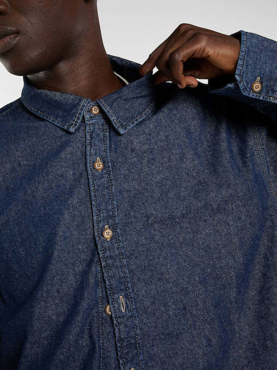 Langärmeliges Denim Hemd Dunkel Indigo