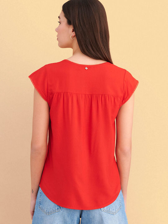 Women's Sleeveless Blouse Red