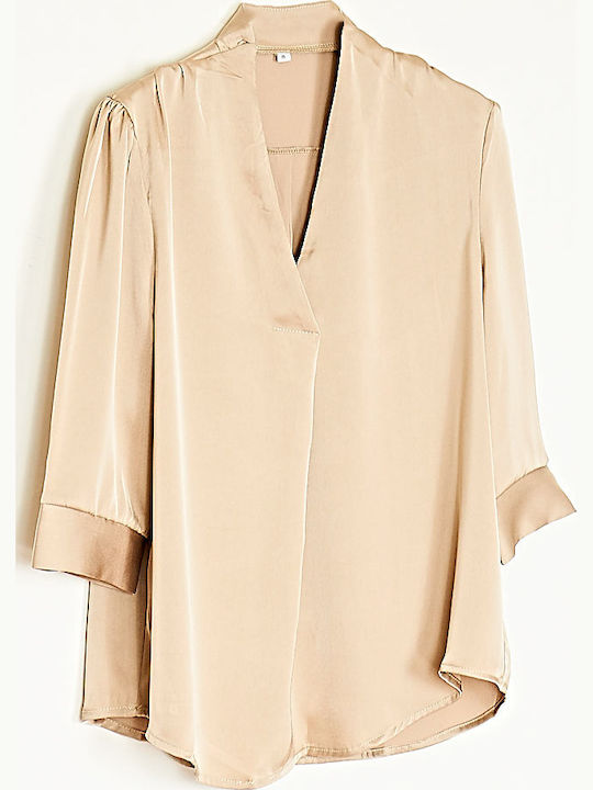 Women's Satin Beige Blouse
