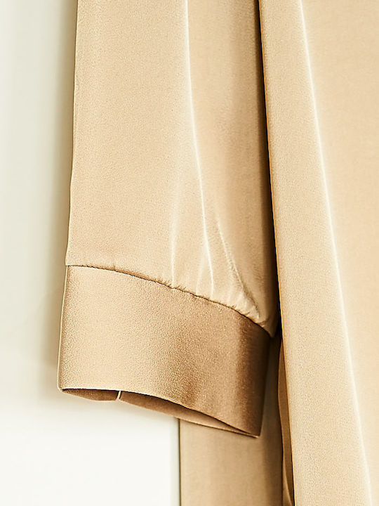 Women's Satin Beige Blouse