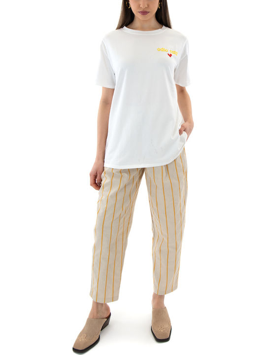 Women's T-shirt Yellow-White