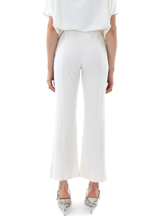 Damen Stoffhose mit Gummiband in Regulärer Passform in Creme