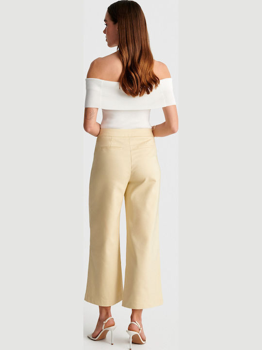 Pantaloni Capri Dama Din Țesătură Galben