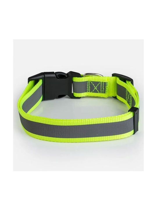 Dog Collar Reflective Tape Light Green Adjustable Metal Buckle 60x2.5cm