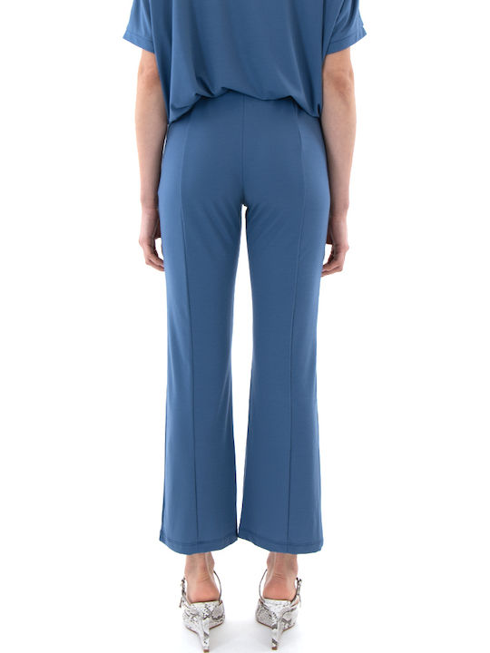 MY T Damen Stoffhose mit Gummiband in Regulärer Passform Blau