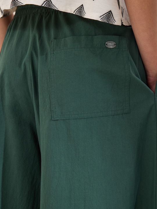 Damen Zip-Culottes mit Gummiband in Lose Passform Grün