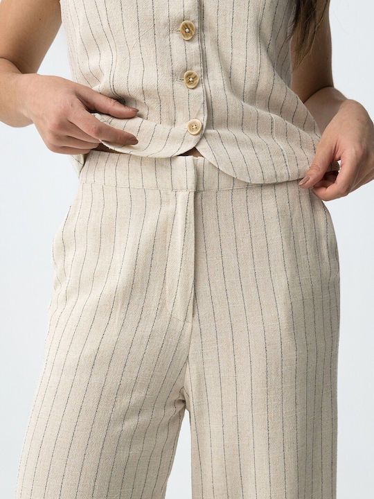 Women's Striped Beige Pantaloons