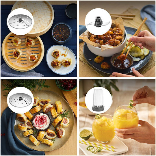 Kenwood Compact Procesoare Alimentare Multifuncțional 650W cu Recipient de 1.3l și Vas Blender Gri