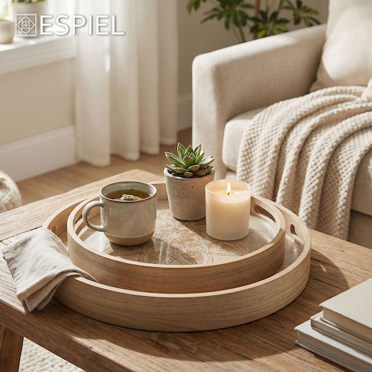 Espiel Decorative Wooden Tray 35x35x4.5cm 2 Pieces Espiel Decorative Wooden Tray 35x35x4.5cm 2 Pieces