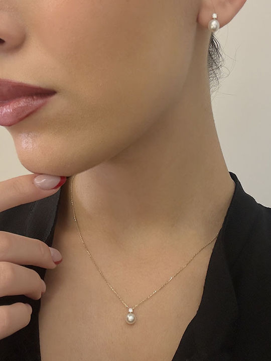 Daskalakis Halskette aus 14K Gold mit Perlen und Zirkon
