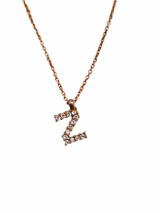 Kosmima1 Colier Monogramă "Z" Din Argint Placat Cu Aur Roz