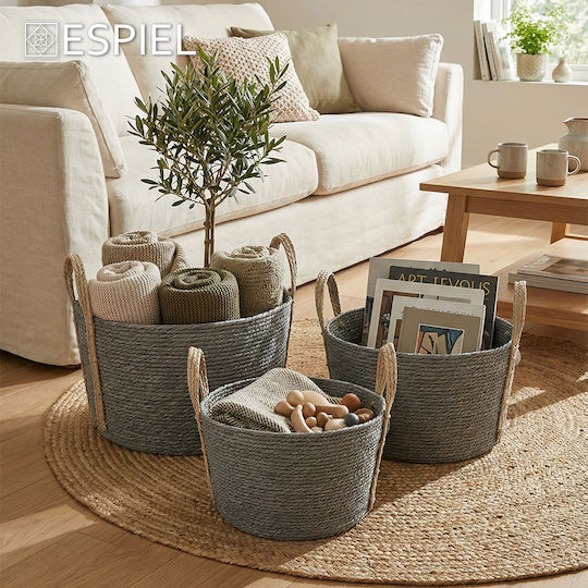 Espiel Basket Synth Rattan Round Set/3 Gray 35x30 30x25 25x20cm Code Fex204 Espiel Basket Synth Rattan Round Set/3 Gray 35x30 30x25 25x20cm Code Fex204