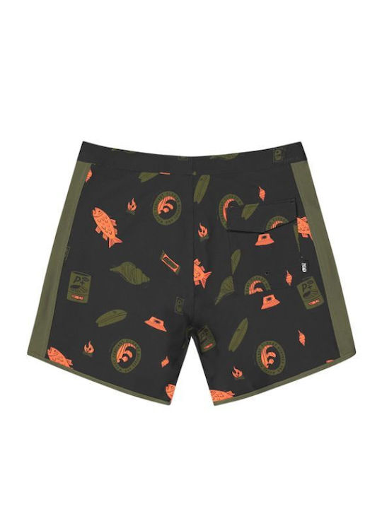Men's Swimwear Bermuda Black-Olive With Patterns