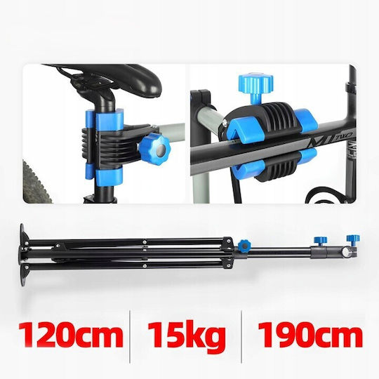 Stand De Reparații Profesional Pentru Bicicletă Zola Reglabil Pe Înălțime 108-190 Cm Prindere Cu Clește 25-55 Mm Greutate Susținută 30 Kg Metal Plastic Negru Albastru