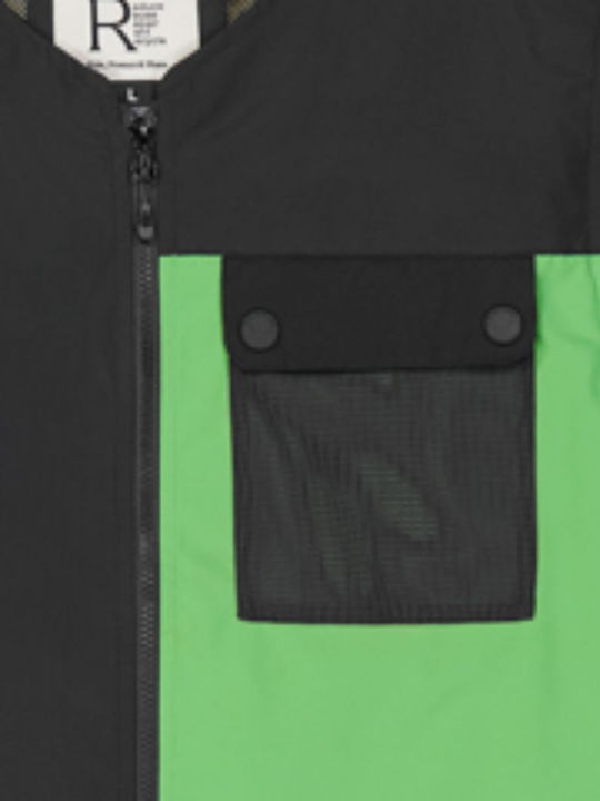 Sleeveless Waterproof Jacket Black-Green