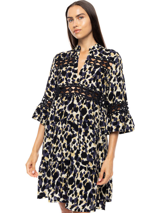 Pink Label Damenbademode Kaftan Pink Label Gelbe Leoparden