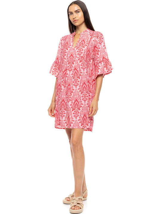 Pink Label Καφτάνι Παραλίας Beachwear Red Paisley