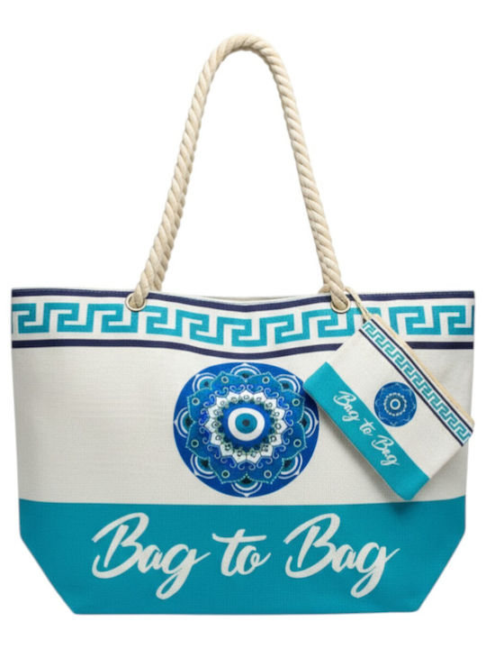 Bag to Bag Υφασμάτινη Τσάντα Θαλάσσης με Πορτοφόλι Τιρκουάζ