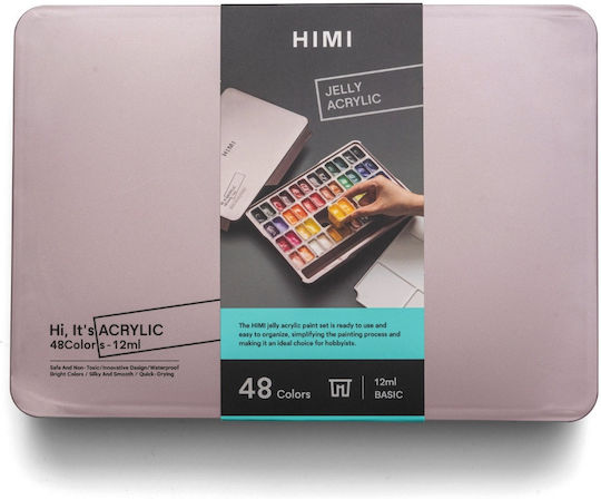 Himi Twin Cup Jelly Acrylfarben Set 48 Farben Palette Mischen Rosa Box Tbt40