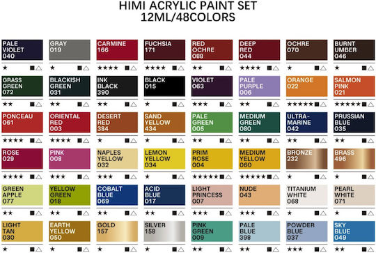 Himi Twin Cup Jelly Acrylfarben Set 48 Farben Palette Mischen Rosa Box Tbt40