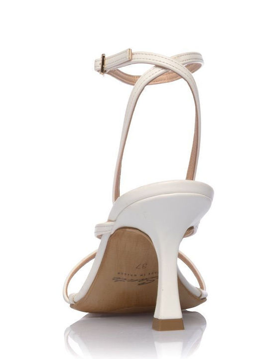Damen Sandalen Aus Leder Weiß
