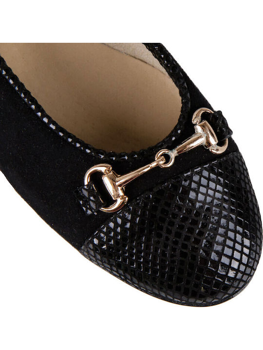Leather Women's Ballerina Shoes Animal Print Black