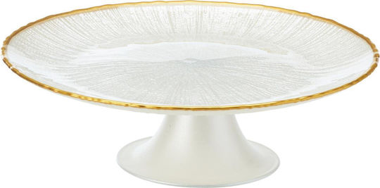 Glass Cake Stand with White Base 21x21cm