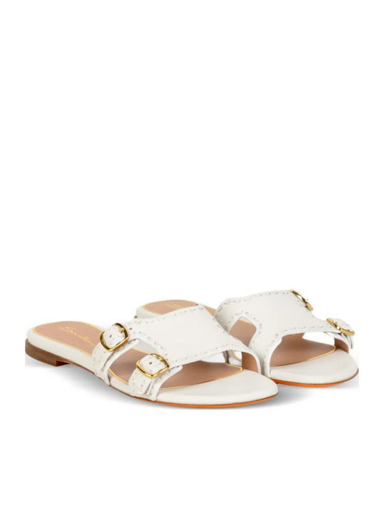 Santoni Leather White Sandals