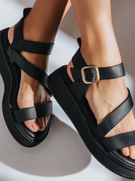 Γυναικεία Σανδάλια Flatforms Μαύρα