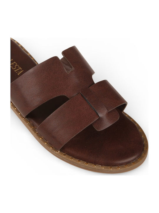 Damen Flache Sandalen Braun