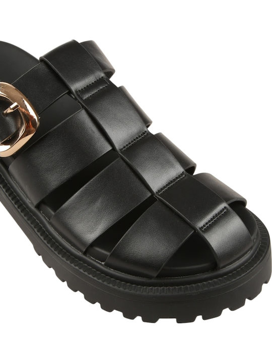 Damen Flache Sandalen Schwarz