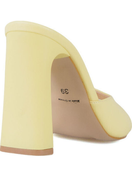 Mules With High Heel In Blonde Colour